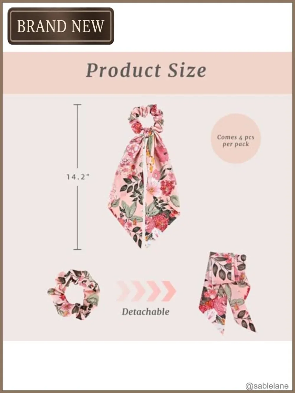 Satin Hair Scarf Scrunchies Set of 4 No Damage Hair Ties for Women